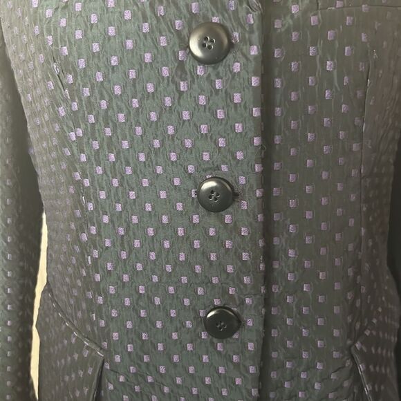 ARMANI COLLEZIONI TEXTURED BLACK BLAZER W/PURPLE EMBROIDERY - Picture 3 of 9